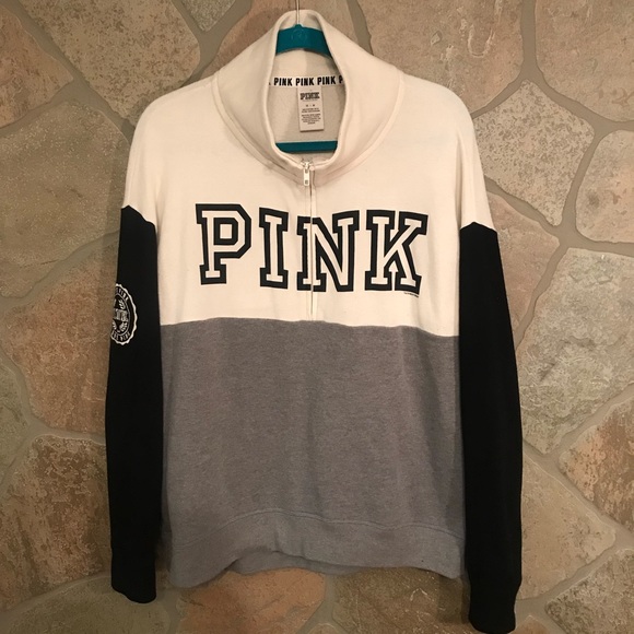 PINK Victoria's Secret Tops - Victoria’s Secret PINK quarter zip sweatshirt Sz M